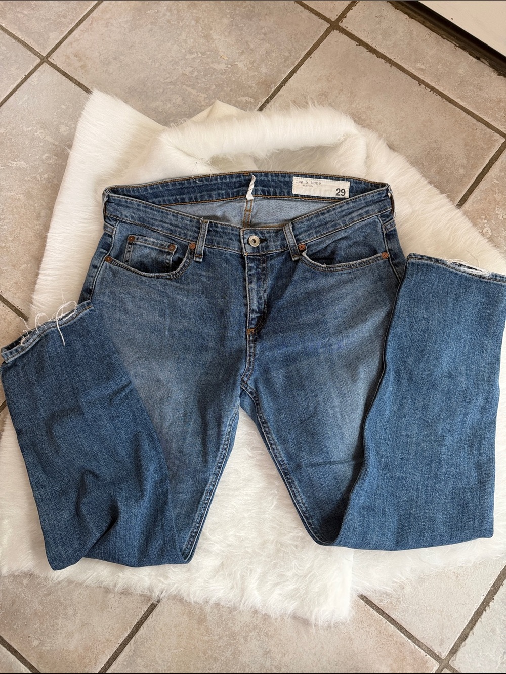 rag & bone Women's Boyfriend Jeans in Medium Blue